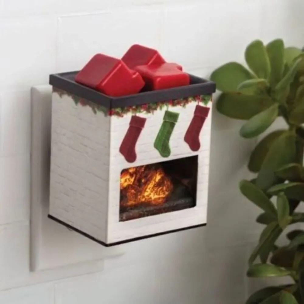 Holiday Fireplace Pluggable Fragrance Warmer New